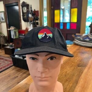 The Classic Black Hat with Mountain Patch